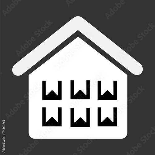 Minimalist Black and White Warehouse Vector Line Art