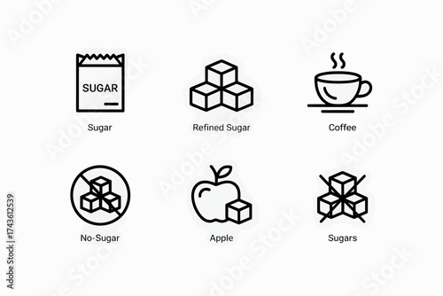 Vector art of set of sugar icons for web and mobile use