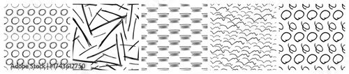 Set of seamless patterns with scribble smears