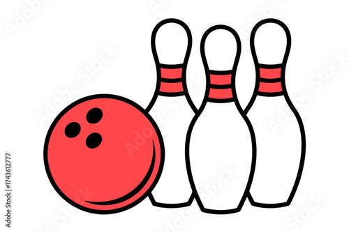 Bowling Pins and Ball A Classic Game Illustration