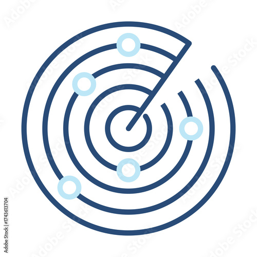 Radar Icon Color Outline Style. Vector Illustration Design