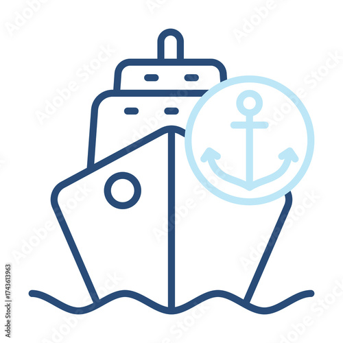 Seaport Icon Color Outline Style. Vector Illustration Design