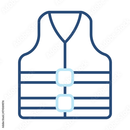 Reflective Vest Icon Color Outline Style. Vector Illustration Design