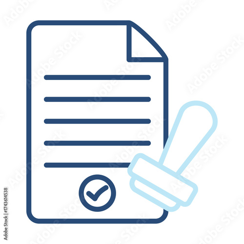 Permit Icon Color Outline Style. Vector Illustration Design