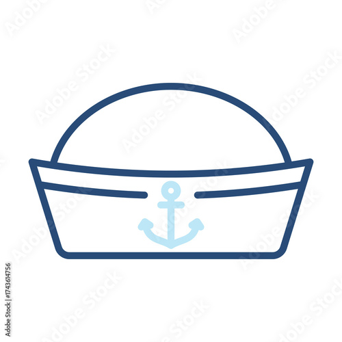 Sailor Cap Icon Color Outline Style. Vector Illustration Design