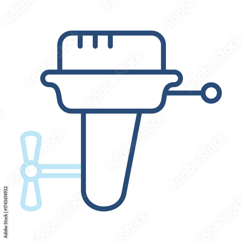 Boat Engine Icon Color Outline Style. Vector Illustration Design