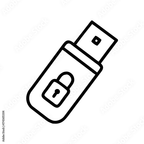 USB flash drive with lock symbol for data security protection  
