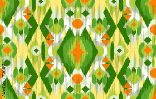 Design ikat pattern abstract geometric ikat ethnic, folk pattern Aztec style, Gyp sy, Mexican, Indian, Scandinavian, design ikat for background, wallpaper, carpet, wrapping, fabric, textile fashion. 