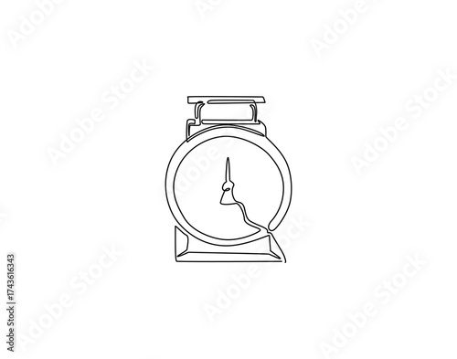 Continuous one line drawing of calssic kitchen scale. One line drawing illustration of kitchen measurement. Old kitchen appliance concept single line. Editable outline