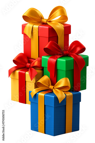 Festive colorful gift boxes with bows for celebration
