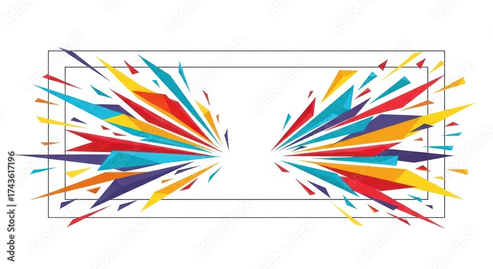 Fototapeta premium Dynamic bursts of geometric colors within a rectangular frame vibrant and artistic