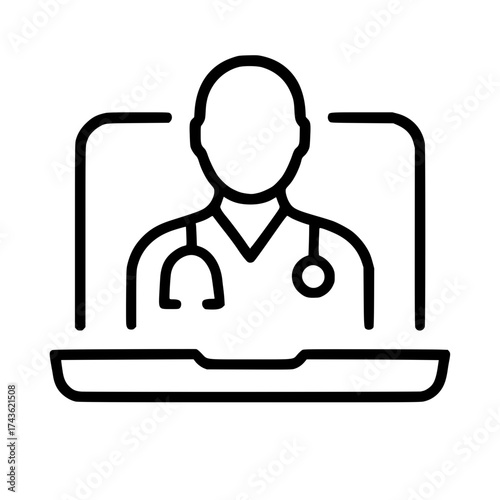 Online doctor consultation healthcare service line icon
