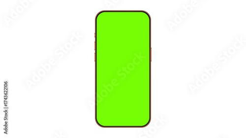 Animated smartphone with green screen mockup smoothly zooming on white background. Perfect for app demos, UI design, advertising, product showcase and digital presentations