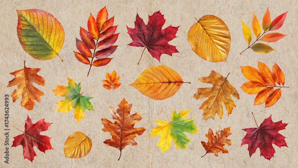 Obraz premium Autumn leaf design element set