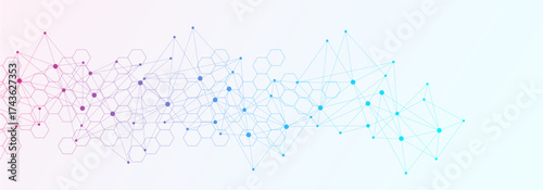 Global network connection website header or banner design. Abstract background with connecting dots and lines. Global business. Social network communication. Internet technology. Vector illustration