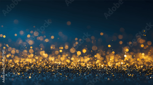 A beautiful abstract background featuring golden and blue bokeh lights, creating a festive and magical atmosphere
