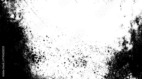 A textured abstract background featuring a blend of black and white splashes, creating a moody and artistic effect