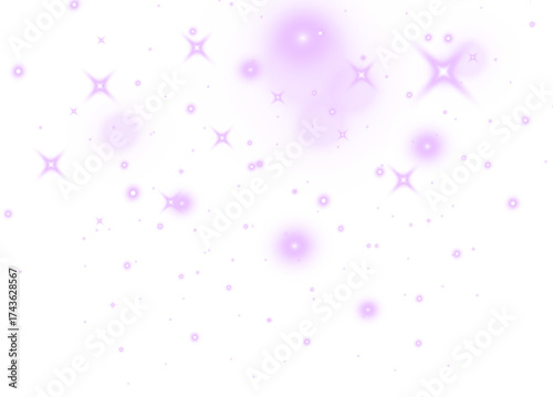 Vibrant purple light wave with glowing bokeh particles and dreamy holographic shimmer on transparent luminous background.