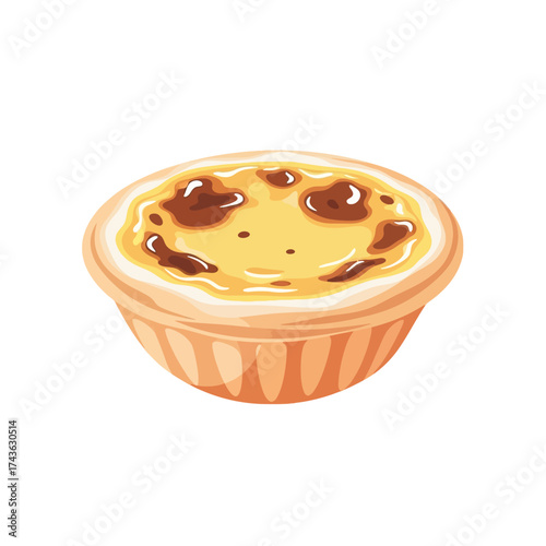 Delicious Portuguese Egg Tart with Golden Brown Top.