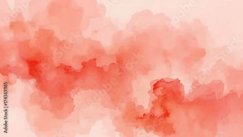 Brushed Painted Abstract Deep Maroon Watercolor and Soft White paint. Watercolor painted isolated cloud cumulus clouds. White and ash messy wall stucco texture. 