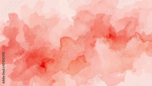 Brushed Painted Abstract Deep Maroon Watercolor and Soft White paint. Watercolor painted isolated cloud cumulus clouds. White and ash messy wall stucco texture. 