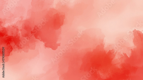 Brushed Painted Abstract Deep Maroon Watercolor and Soft White paint. Watercolor painted isolated cloud cumulus clouds. White and ash messy wall stucco texture. 