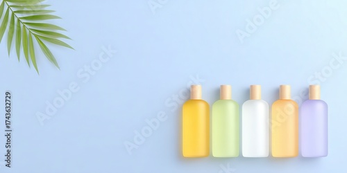Modern colorful bottles collection with pastel shades minimalistic design vibrant colors product display branding packaging and creative layout for retail and marketing