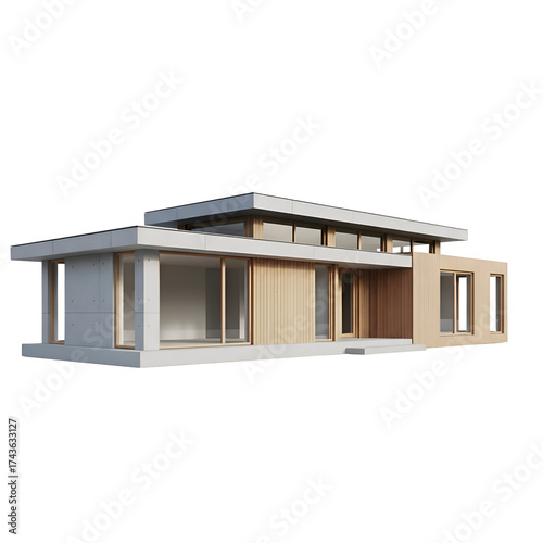 Wallpaper Mural Modern House Exterior Shows Architectural Design with Concrete and Wood Paneling Facade Torontodigital.ca
