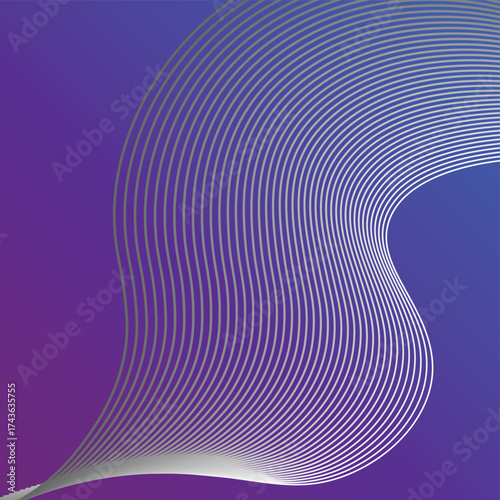 Abstract purple and blue background with a white wave lines