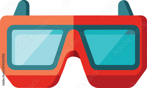 Red and teal 3 D glasses with blue lenses and icon isolated on white transparent background vector eps png jpg business people clipping path cutout 2025 2026 4k full hd poster banner label download