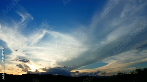 夕暮れをインターバル撮影した風景