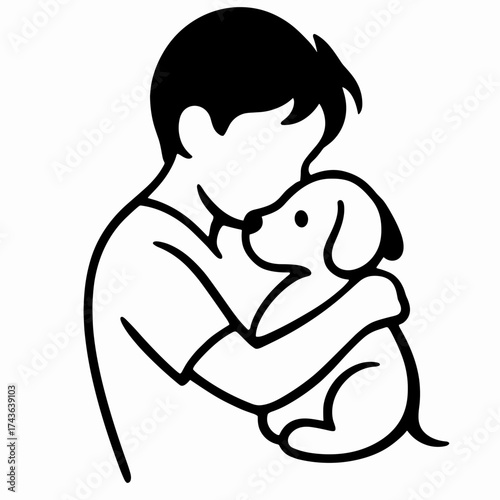 Boy hugging stuffed dog 