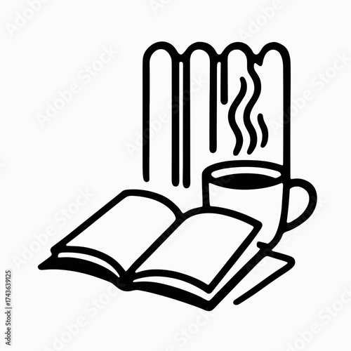 Book and mug by heater