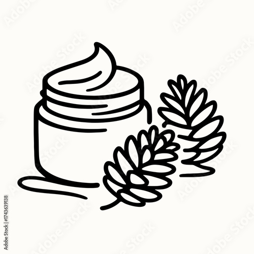 Body butter beside pinecones 