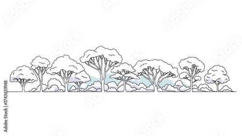 Top View Green Trees Vector Set – Botanical Elements for Outdoor Plan, Map, and Architecture Drawing