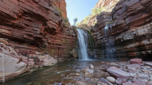 Natural Waterfall Wonders: Flowing Streams, Forested Mountains, and Moss-Covered Rocks in Outdoor Landscapes