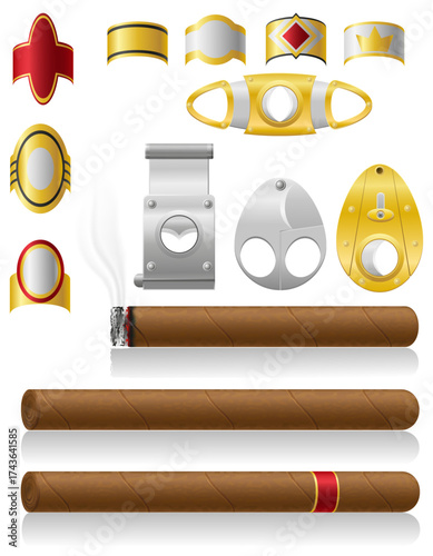 realistic tobacco cigar cartoon stock vector illustration isolated on white background