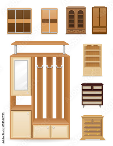 lots of different home furniture cartoon stock vector illustration isolated on white background