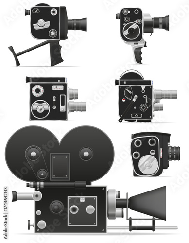 lots of different home big set of much objects retro old vintage items cartoon stock vector illustration isolated on white background