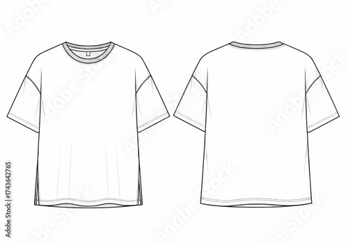 Simple white t-shirt illustration from front and back views on a clean white background