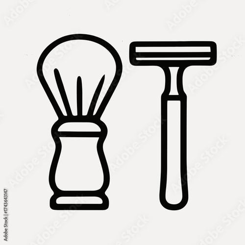 Brush and razor on white tile