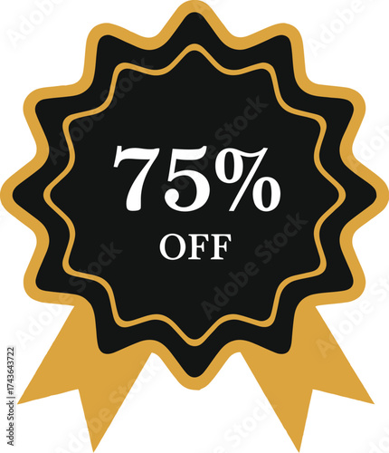 Seventy five percent off sale discount offer promotion badge label
