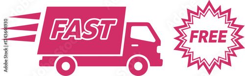Fast delivery truck free shipping express service vector icon