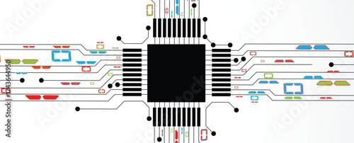 Abstract circuit technology advanced digital ecosystem of interconnected smart nodes