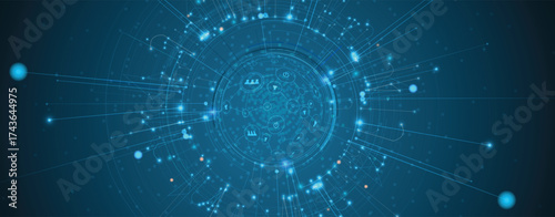 Abstract circuit technology advanced digital ecosystem of interconnected smart nodes