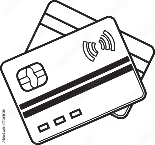 Credit card icon with contactless payment symbol