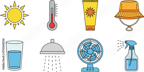 Staying cool in summer heat illustration vector graphic design