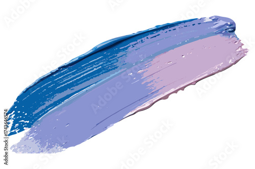Blue purple pink paint strokes blend design element on transparent background for cosmetic packaging and label design and web banners and social media assets..
