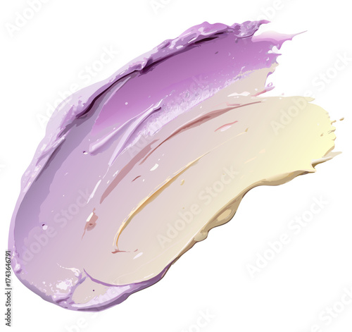 Purple and yellow paint strokes blending together to create gradient effect on transparent background for colorful packaging