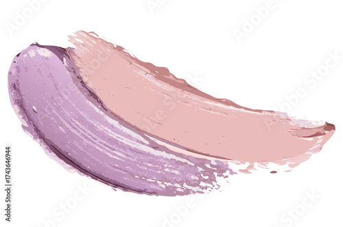 Pink purple creamy paint blending into textured brushstroke on transparent background for beauty packaging and cosmetic product visuals and web banners and for packaging and label design